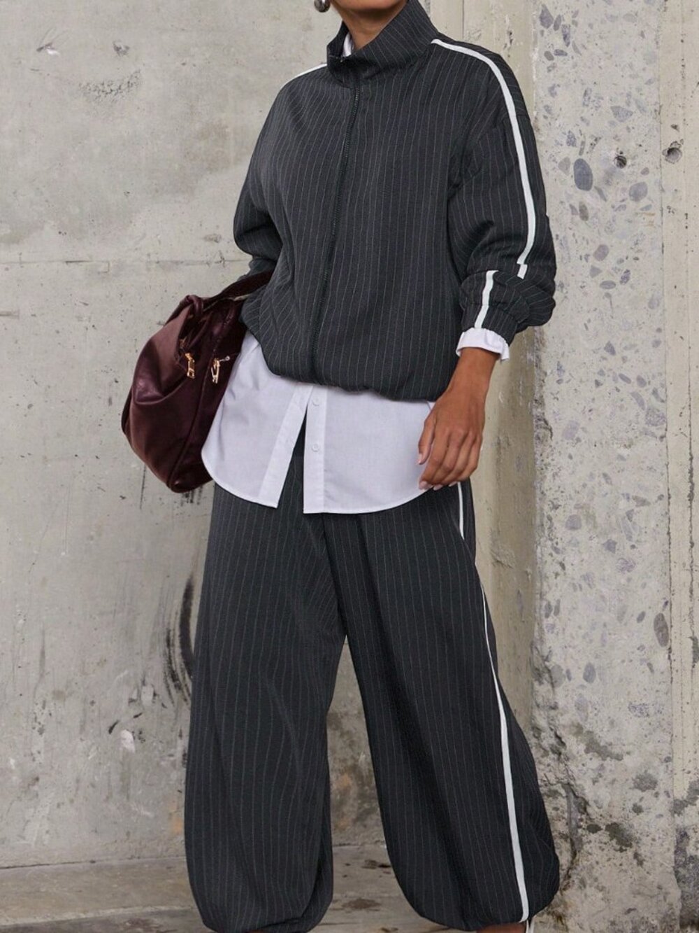 Dark Grey Casual Women's Button Front Elastic Cuffed Lantern Pants